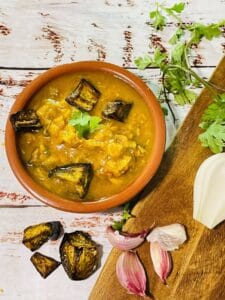 Dhal with Roasted Aubergines