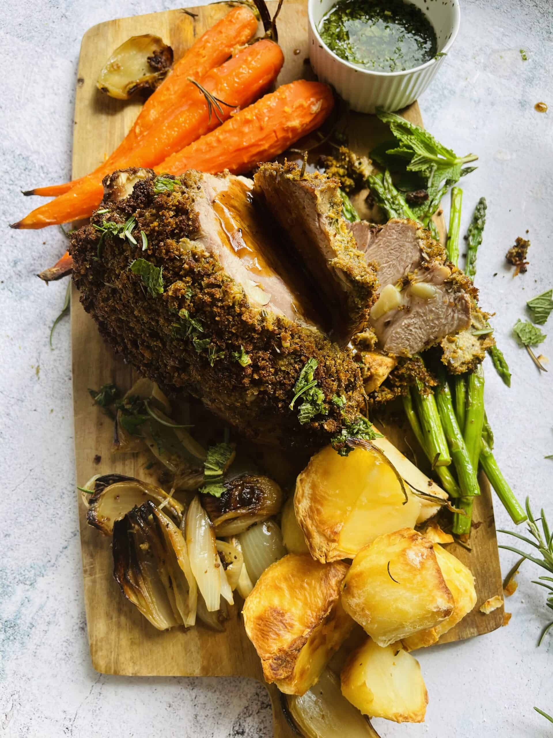 Herb-crusted Roast Leg of lamb - Half a Coconut