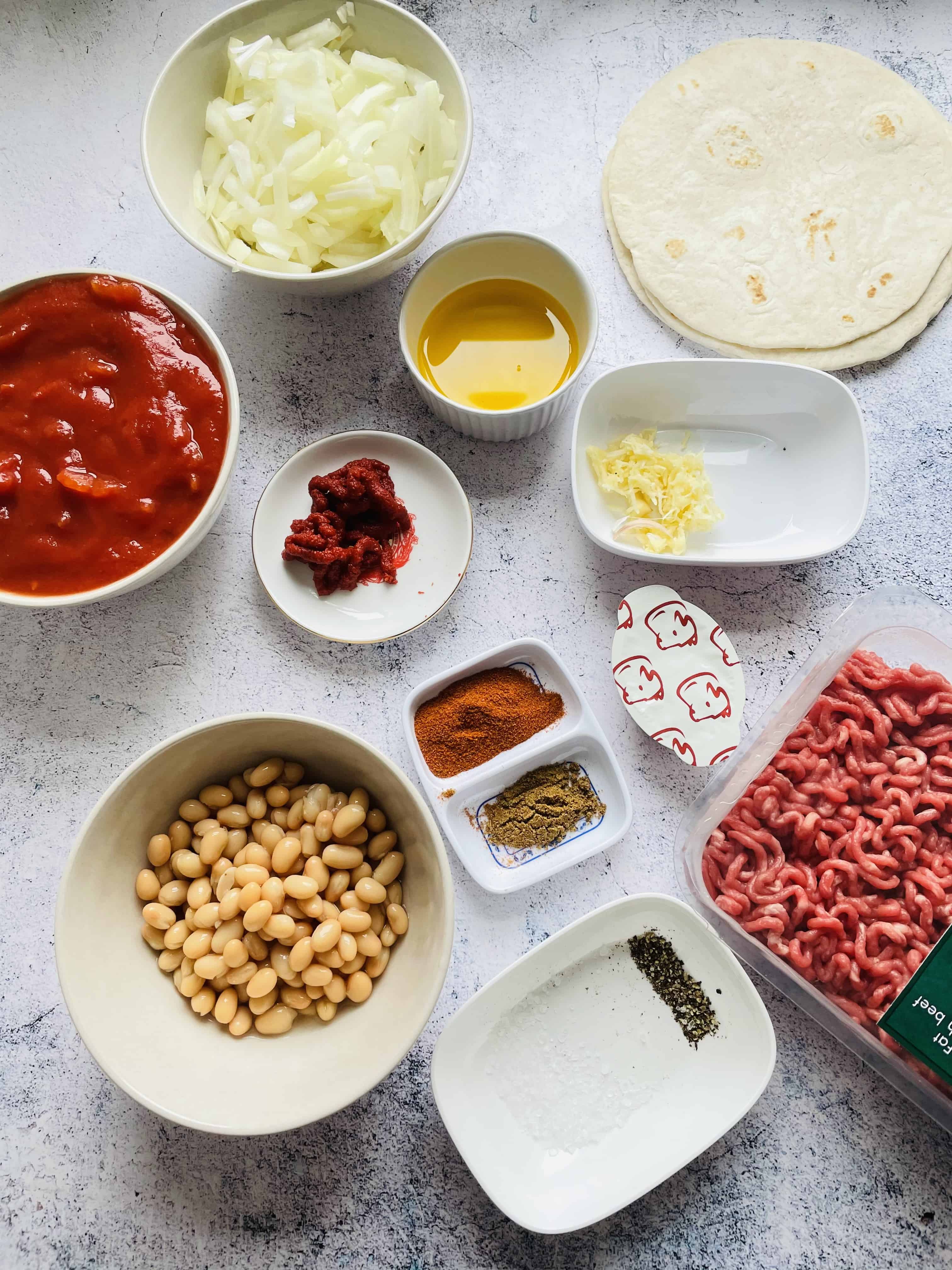 Beef burrito bowl ingredients