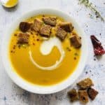 Roasted Butternut Squash Soup with Sourdough Croutons