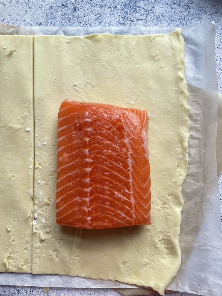 Salmon on pastry